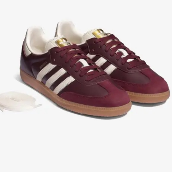 NWT Adidas Samba OG W Maroon Cream White Gold Metallic Sneakers Size Women’s 7 - Picture 3 of 16